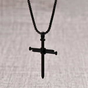 Minimalistische Punk Nagel Kreuz Anhänger Halskette Unisex Hip Hop Industrie Zinklegierung Galvanisierte Mode Schmuck Geschenk