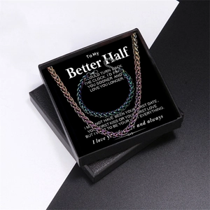 Regenbogen-Drachenknochen-Ketten-Set mit Halskette und Armband in Geschenkbox