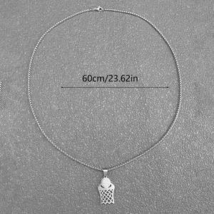 Roestvrijstalen basketbalring hanger ketting voor heren met 60cm box ketting