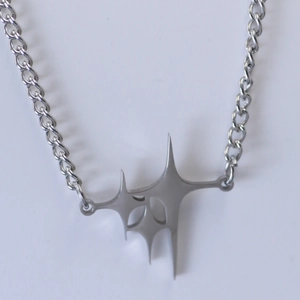 Modern silver star cross pendant necklace with chunky link chain for men and women