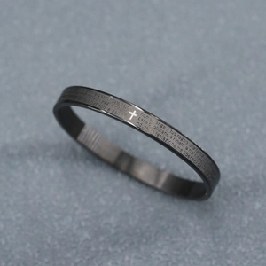 Stainless Steel Italian Lord Prayer Cross Bangle Bracelet For Men Women Roman Numeral Jewelry Set Gold Silver Black Bracelet