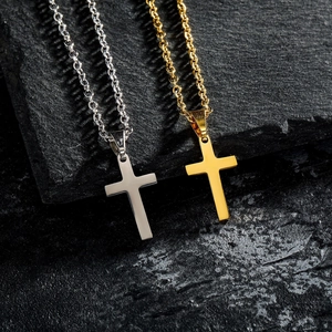 Collana con Pendente a Croce in Acciaio Inossidabile 304 Minimalista per Uomo Donna Lucidatura a Specchio Gioielli Religiosi Semplici