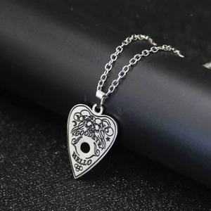 Gothic Stainless Steel Ouija Board Heart Pendant Necklace For Men Women Punk Mystery Skeleton Spirit Board Jewelry