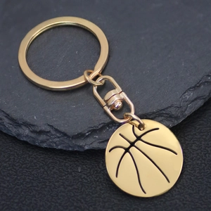 Stainless Steel Basketball Keychain Metal Round Pendant Sporty Key Ring For Men Women Car Key Bag Decoration Gift