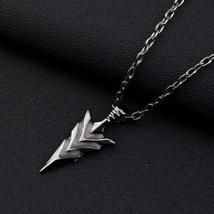 Stainless Steel Inlaid Rhinestone Arrowhead Pendant Necklace Men Women Punk Style Geometric Spearhead Jewelry Gift