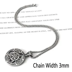 Celtic knot stainless steel pendant necklace for men with a 3mm box chain link