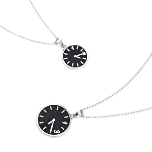 Minimalist watch dial pendant necklace with stainless steel chain for couples fashion