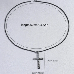 Detailed size parameters of punk black cross pendant with chain length and dimensions