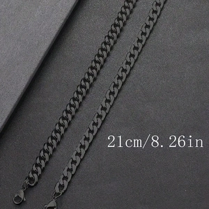 Set aus zwei schwarzen Panzerketten-Armbändern mit 21 cm Länge und Karabinerverschluss
