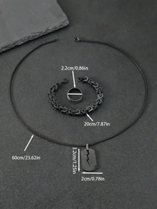 Tabella taglie per set collana, bracciale e anello in acciaio nero con fulmine inciso