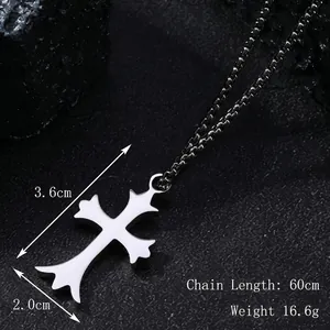 Collana con ciondolo a croce in acciaio al titanio lucido da uomo, catena 60cm