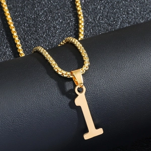 Collier Pendentif Numéro Chanceux en Acier Inoxydable pour Hommes Femmes Or Noir Argent Bijoux de Mode Numéro 1 7 24 Collier