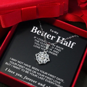 Collier Pendentif Flocon de Neige Künstliche Perle Acier Inoxydable Zircon Micro Incrusté pour Femme Noël Saint Valentin Boîte Cadeau Bijoux