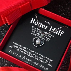 Collana Con Ciondolo a Cuore Romantico in Acciaio Inossidabile Smalto Finta Perla Artificial Bianca Zirconia Gioielli Donna San Valentino Set Regalo