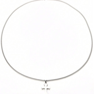 Collana con ciondolo a croce in acciaio inossidabile lucido e catena a scatola argentata