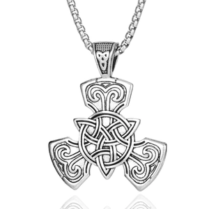 Collier avec pendentif nœud celtique en argent vintage et chaîne à maillons carrés solides
