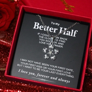 Elegante Edelstahl Kleeblatt Blume Anhänger Halskette Strass Silber Gliederkette Schmuck Geschenk Damen Valentinstag