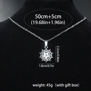 Detailed size specifications for snowflake sunburst pendant necklace with measurements