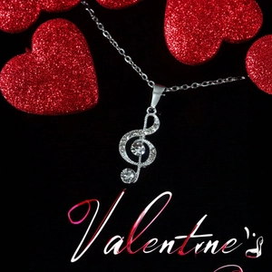 Collier avec pendentif note de musique et cristaux brillants pour cadeau de la Saint-Valentin