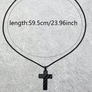 Collier croix en acier inoxydable noir avec motif drapeau USA sur fond de pierre