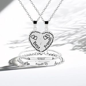 Stainless Steel Heart Puzzle Best Friends Necklace Bracelet For Women Silver Electroplated Friendship Jewelry Gift