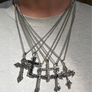 Hip Hop Stainless Steel Cross Pendant Necklaces For Men Gothic Rhinestone Jewelry Collection Everyday Party Fashion Accessories Gift For Him