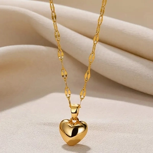 Collier Pendentif Cœur en Acier Inoxydable Minimaliste pour Femmes Collier Cœur de Pêche Poli Miroir Bijoux Cadeau Personnalisé