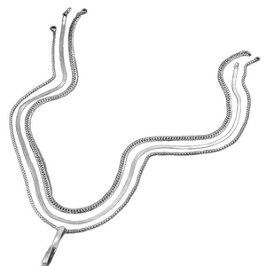 Ensemble de trois colliers en acier inoxydable argenté avec mailles gourmette et serpent