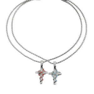 Hip-Hop Silberne Schlangen Kreuz Kette mit glänzenden Diamanten und Kordelkette für Herren