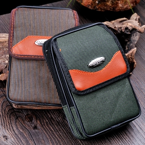 Dual-zipper Oxford fabric men belt waist pouch with two compartments for outdoors