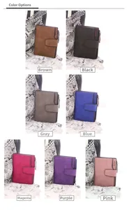 Short matte leather wallets for women in seven colors with buckle and zipper closure