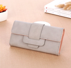Vintage Minimalist Women PU Leather Long Wallet With Contrast Lining And Decorative Stitching Card Slot Phone Holder Purse