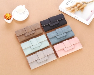 Litchi pattern long wallets for women in multiple colors with snap button flap closure