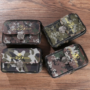 Sacoches de taille tactiques camouflage en toile avec boucles métal sur bois