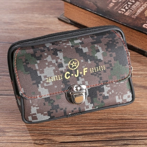 Sac banane en toile camouflage pour hommes avec boucle métallique et fermeture éclair