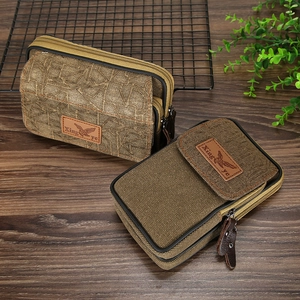 Wasserdichte Canvas-Gürteltasche für Herren mit zwei Schichten und Magnetverschlüssen
