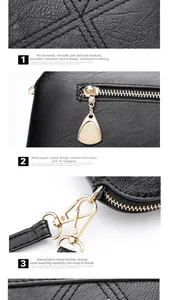Detail of black lychee grain PU leather with gold zipper and detachable metal buckle