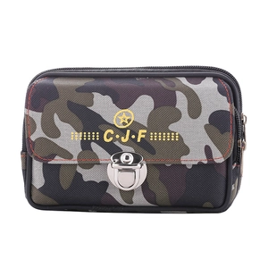 Sac Banane de Tactique Camouflage pour Hommes Pochette de Téléphone en Toile Ceinture Double Fermeture Éclair Boucle Métallique