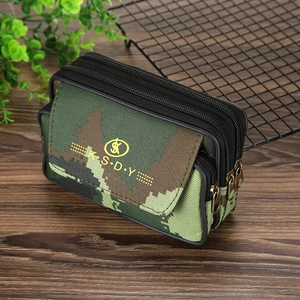 Three-layer camouflage canvas tactical belt pouch for 6.5-inch mobile phones in high-quality