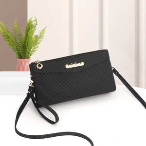 Women Fashion PU Leather Chevron Pattern Crossbody Bag Multi Zipper Mobile Phone Wallet Wristlet Purse With Shoulder Strap