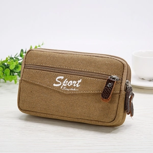 Men Casual Denim Phone Bag Multi Zipper Waist Belt Pouch Outdoor Travel Lightweight Storage Mini Wallet Sport Style Top