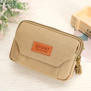 Men Canvas Waist Bag Retro Style Large Capacity Belt Loop Phone Pouch Multi Compartment Outdoor Casual Purse Utility Pack
