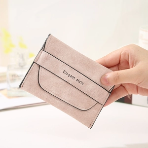 Frosted dusty rose small bifold wallet for women with Elegant style text detail