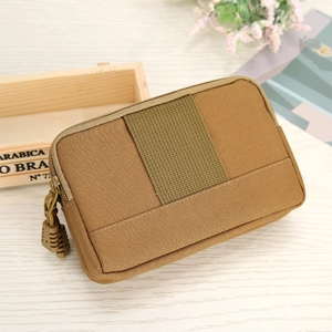 Men's khaki canvas tactical waist bag with durable zippers and large capacity storage