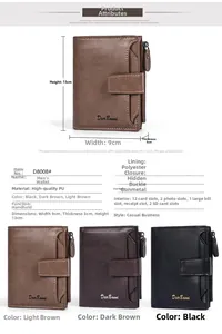 Detailed view of men's bifold wallet with multiple card slots and secure snap closure