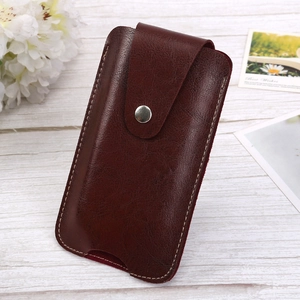 Men Vertical PU Leather Mobile Phone Bag With Belt Loop Metal Buckle Casual Outdoor Waist Pack Protective Phone Pouch