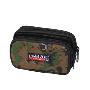 Men's digital camouflage canvas belt pouch with dual zippers and sport technal wear patch