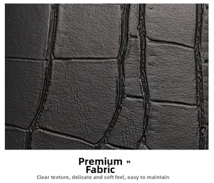 Detailed close-up of premium black crocodile pattern leather with soft texture and finish