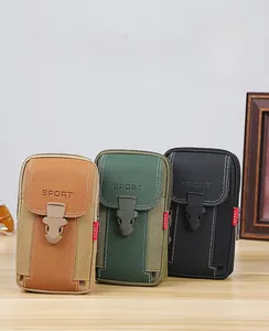 Oxford fabric phone pouch detail showing black, brown, and green sport style cases