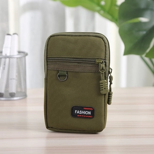 Borsello Verticale da Uomo in Tessuto Oxford per Cellulare Marsupio Tattico per Cintura Outdoor Casual Multi Tasca con Cerniera